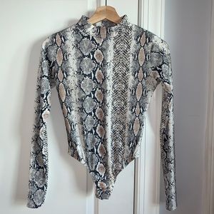 Snake Print Ribbed Body Suit